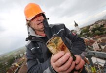 FOTOREPORTÁŽ: Věž Kalich vydala při rekonstrukci vzkaz z 19. století